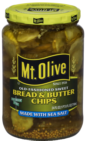 Mt. Olive Old-Fashioned Sweet Bread & Butter Pickle Chips with Sea Salt