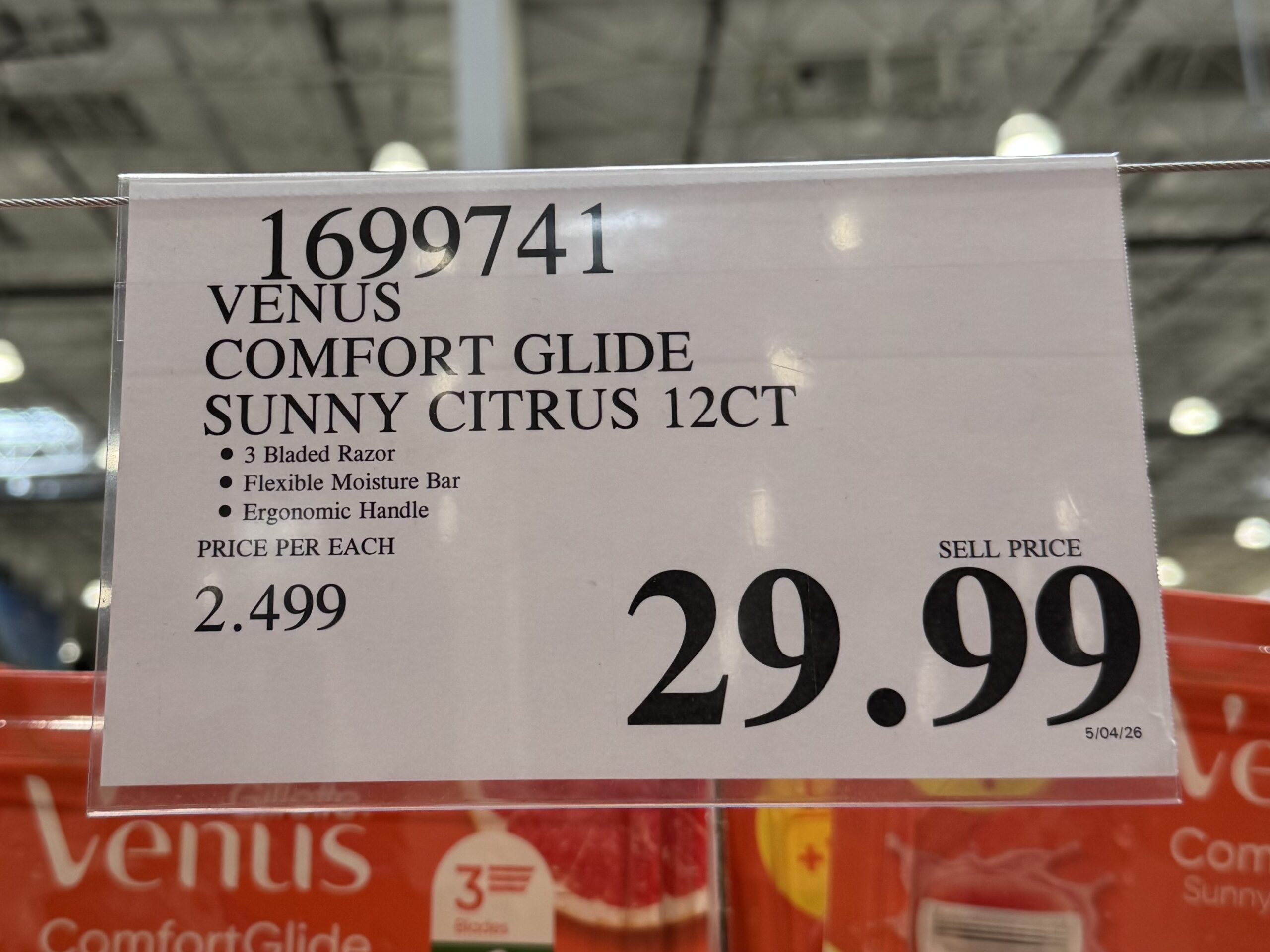 Gillette Venus ComfortGlide Sunny Citrus Scent - price tag