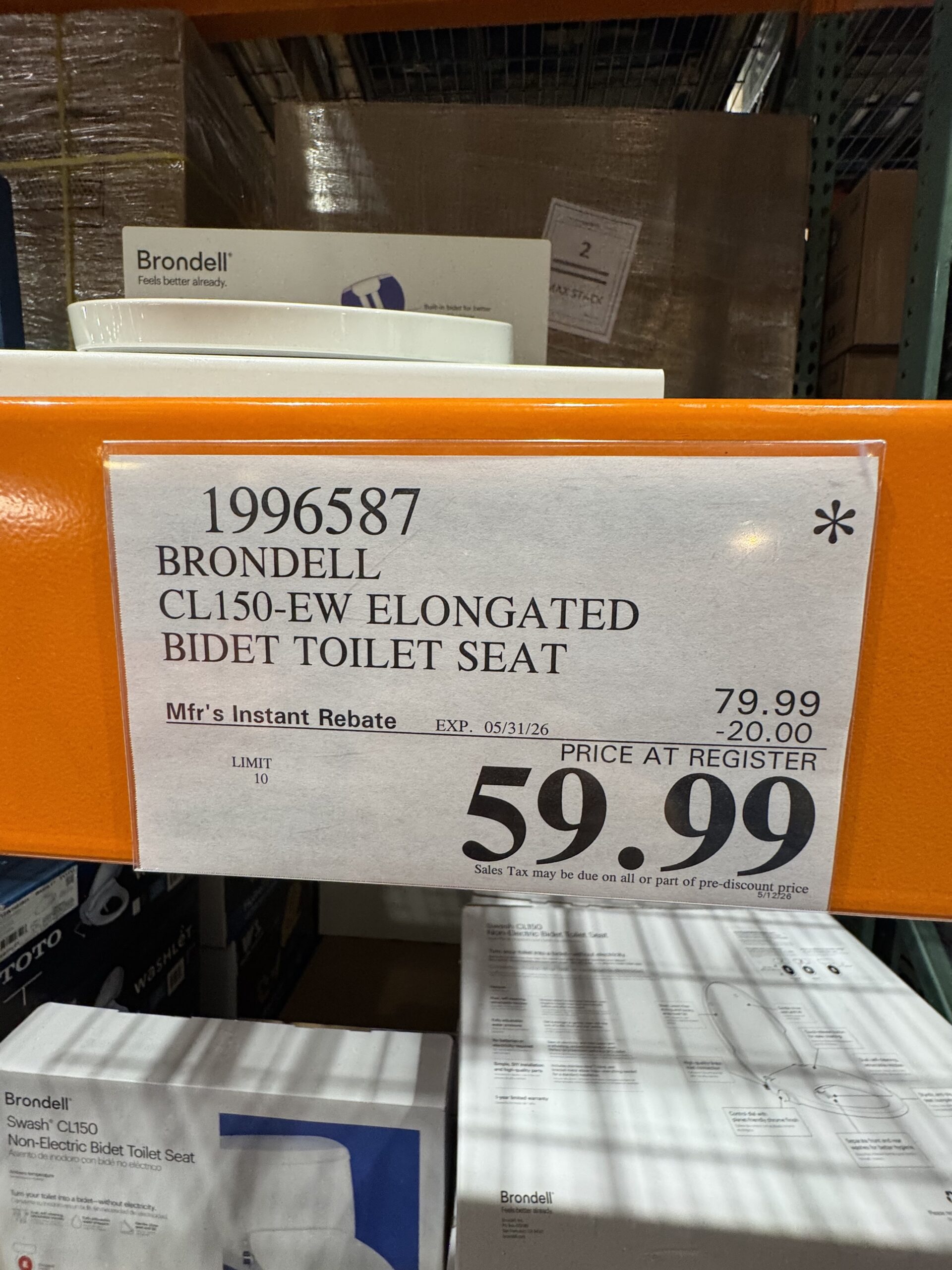 Brondell Swash CL150 Non-Electric Bidet Seat - price tag