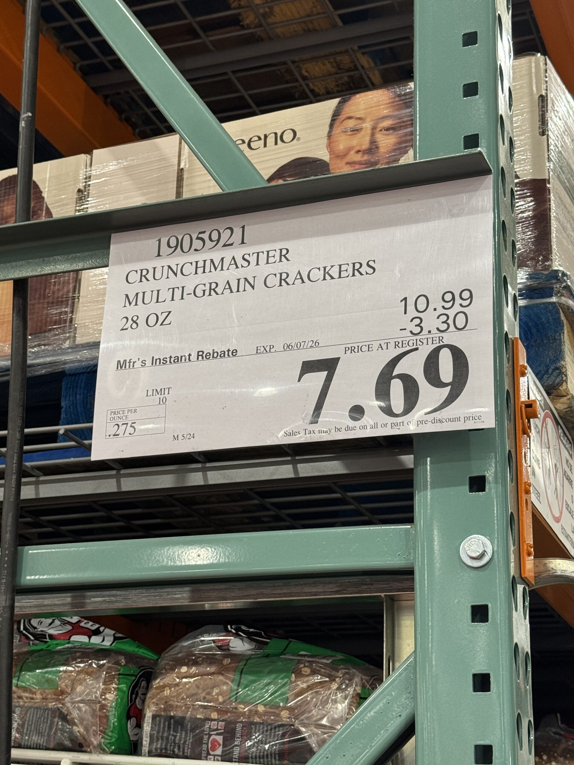 Crunchmaster Multi-Grain Crackers - price tag