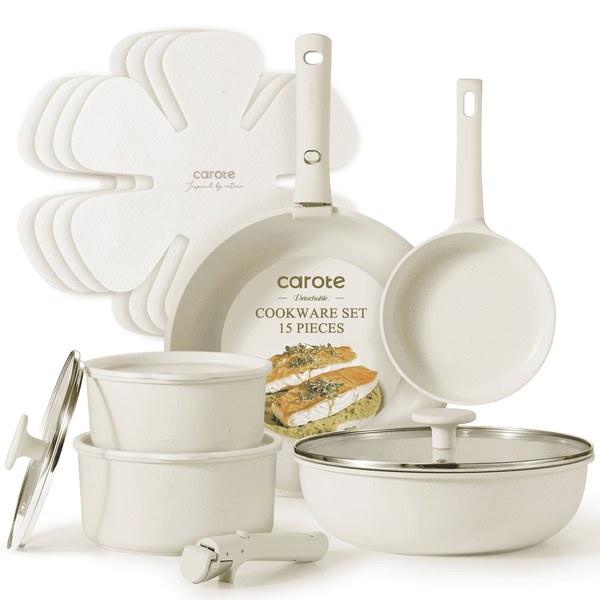 Carote 15-Piece Nonstick Cookware Set