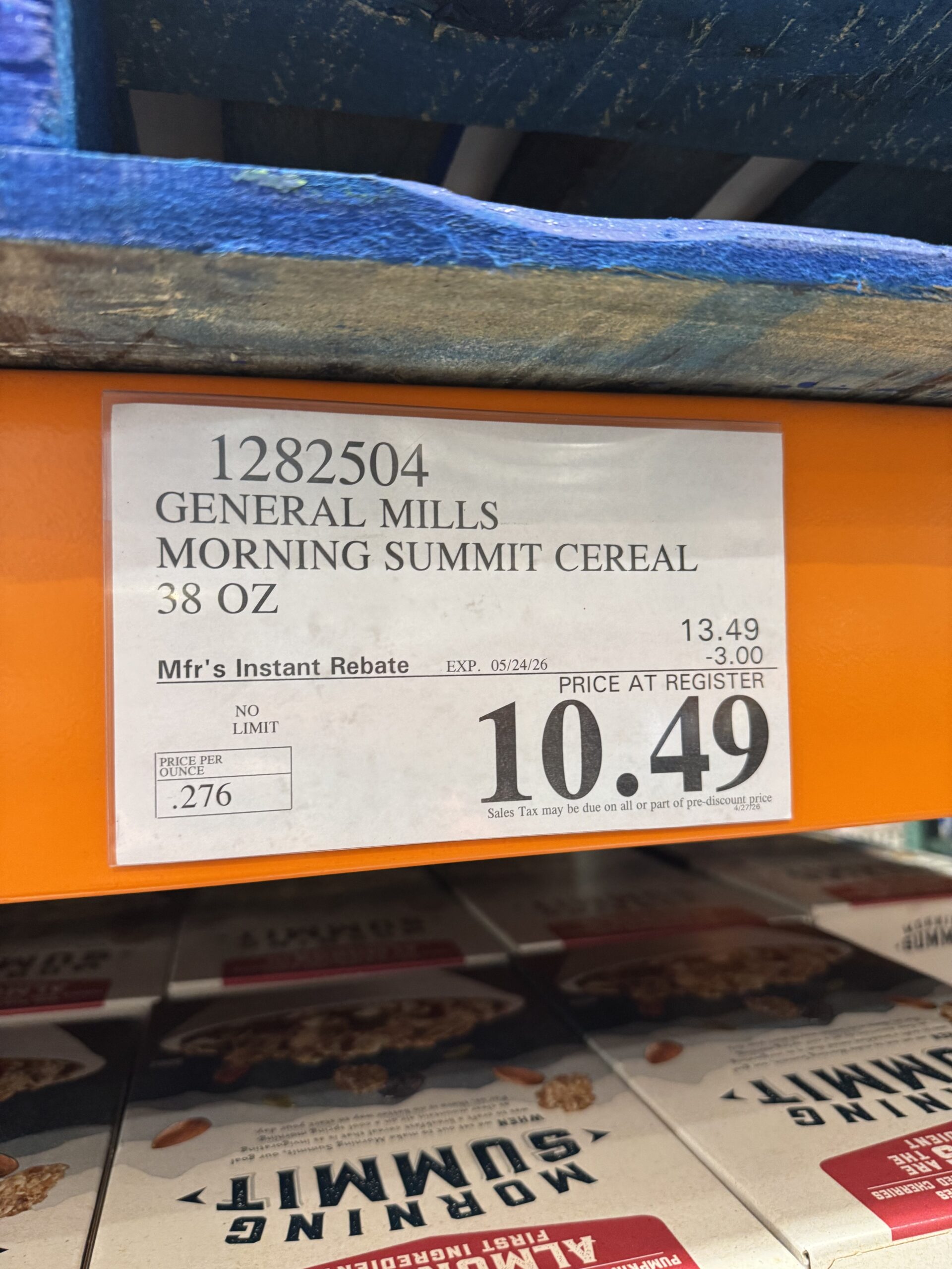 General Mills Morning Summit Maple Berry Cereal - price tag