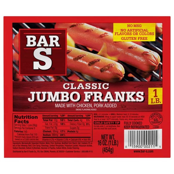 Bar S Jumbo Franks Hot Dogs - Classic: $1.97 - $1.77