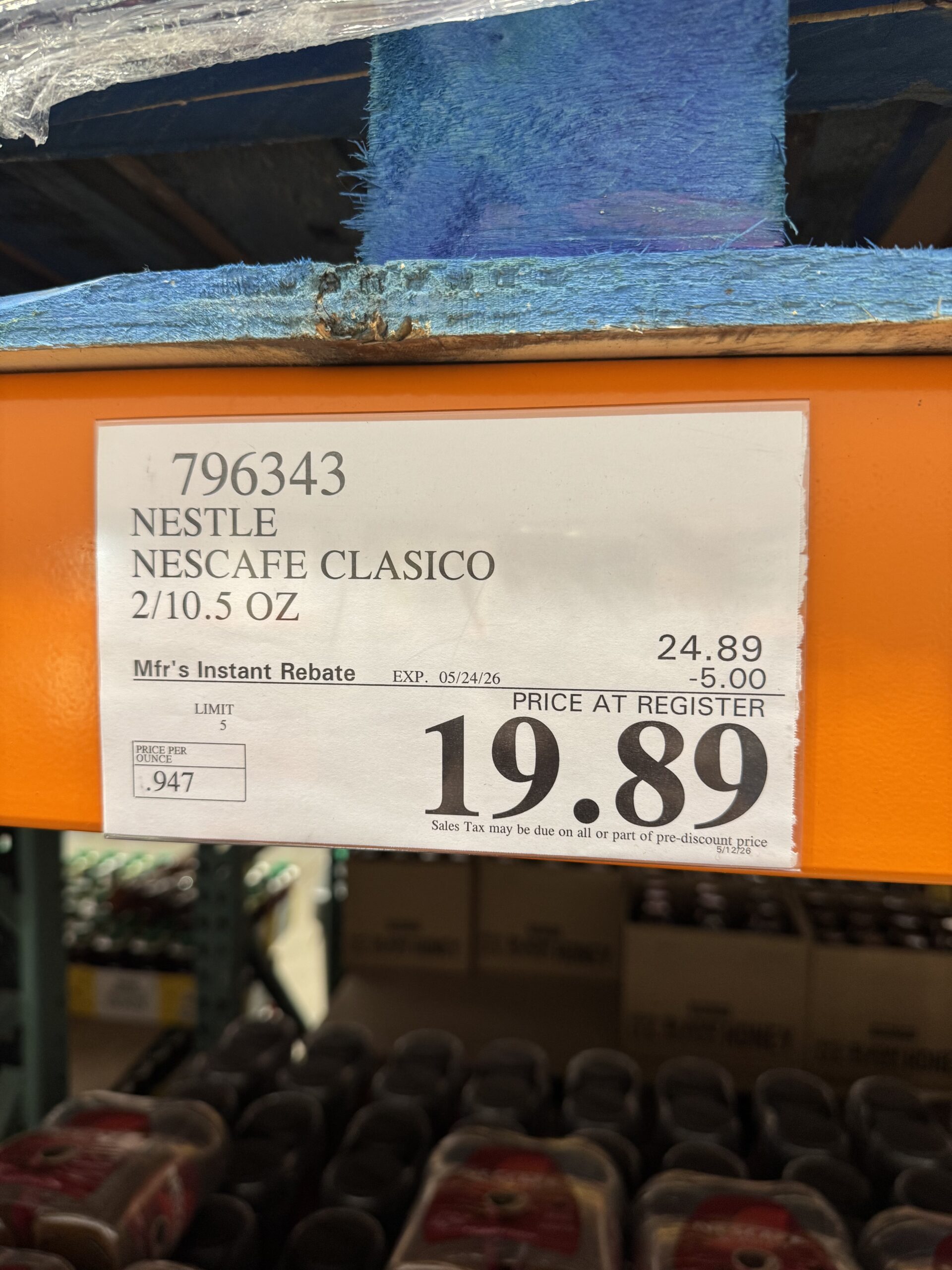 Nescafe Clásico - price tag
