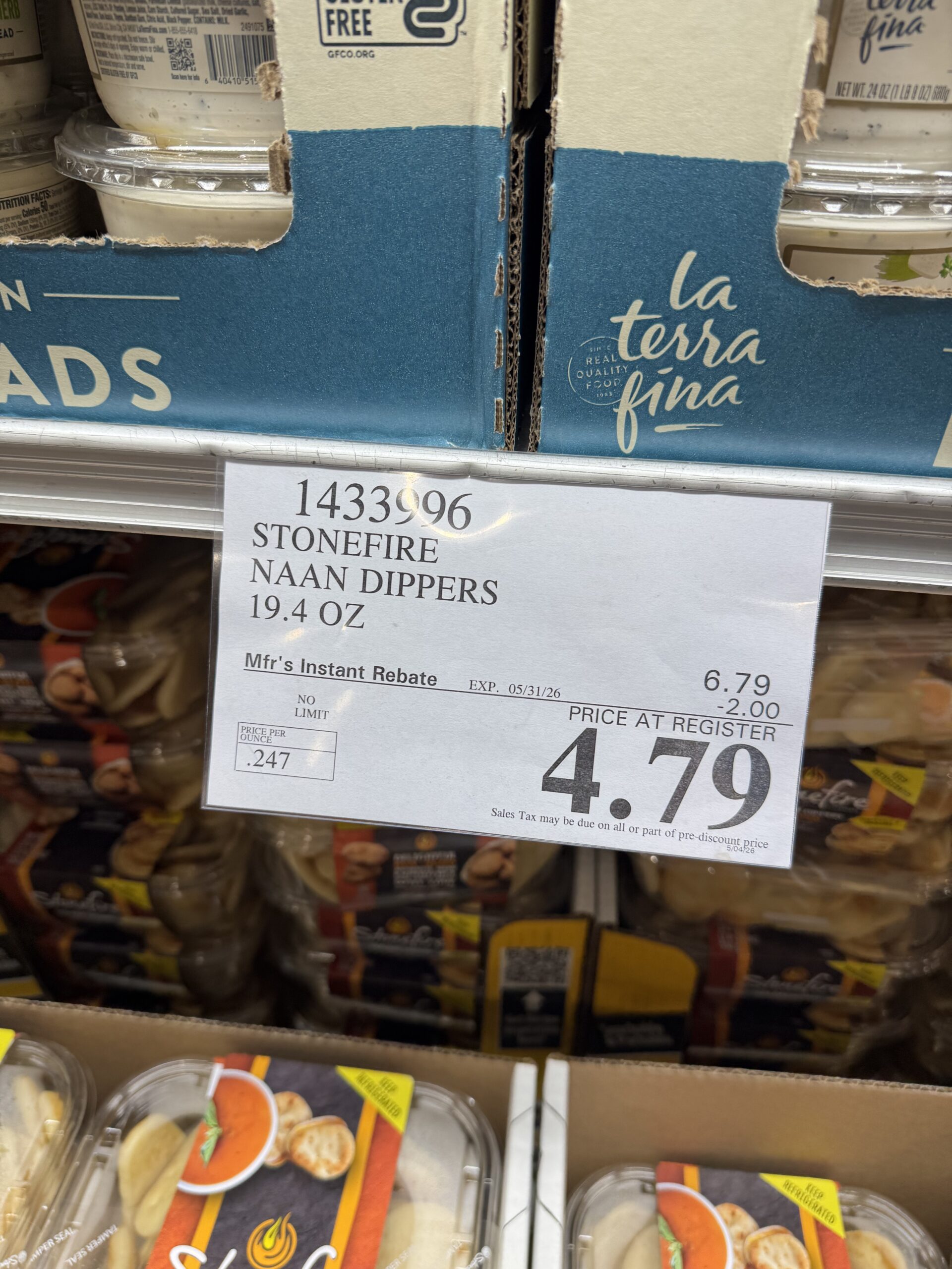 Stonefire Naan Dippers Original - price tag