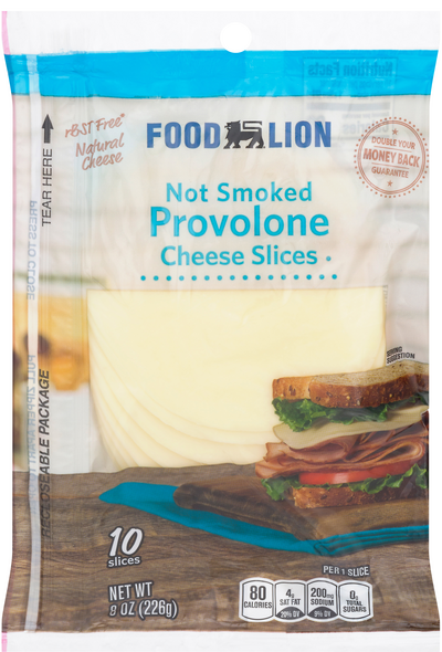 Food Lion Natural Not Smoked Provolone Cheese Slices - 10 ct