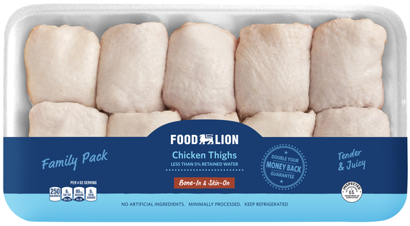 Food Lion Bone-In Skin-On Chicken Thighs Family Pack Fresh