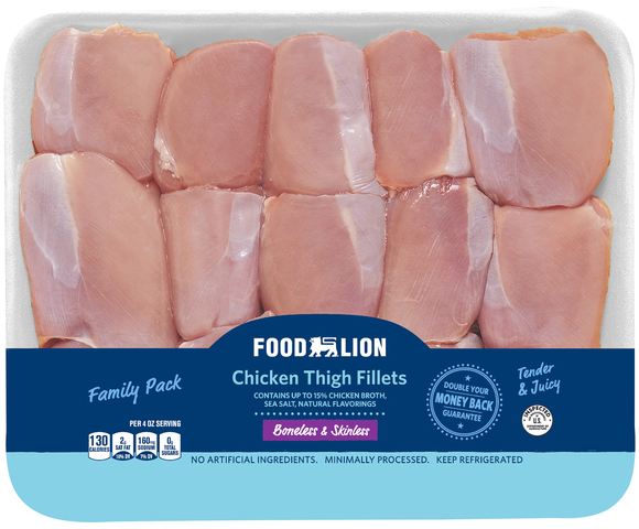 Food Lion Boneless Skinless Chicken Thigh Fillets Fresh
