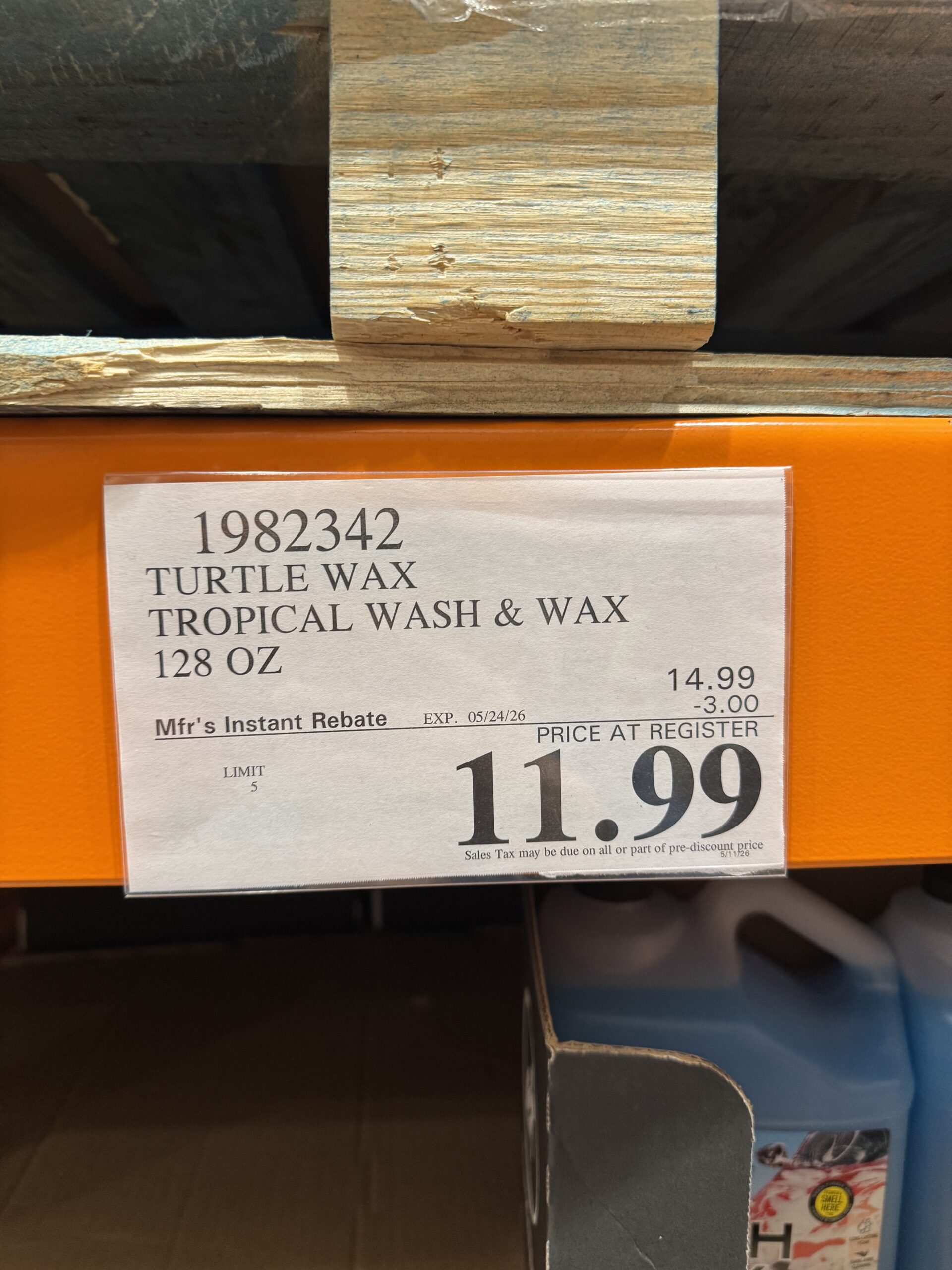 Turtle Wax Tropical Wash & Wax - price tag