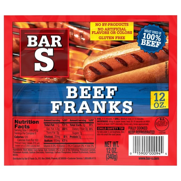 Bar S Beef Franks Hot Dogs: $4.97 - $4.47