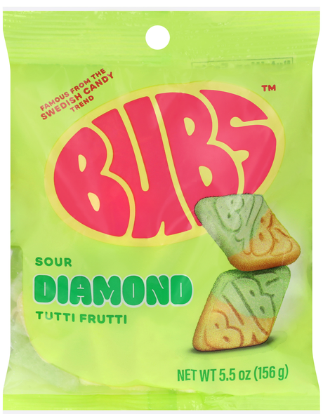 BUBS Sour Diamond Tutti Frutti Swedish Candy