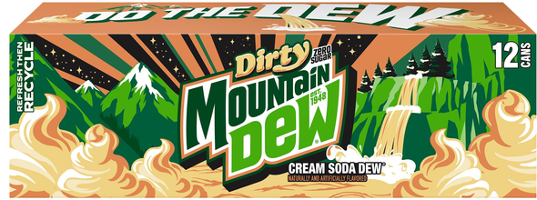 Dirty Mountain Dew Zero Sugar Cream Soda - 12 pk