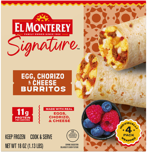El Monterey Signature Egg Chorizo & Cheese Breakfast Burritos - 4 ct