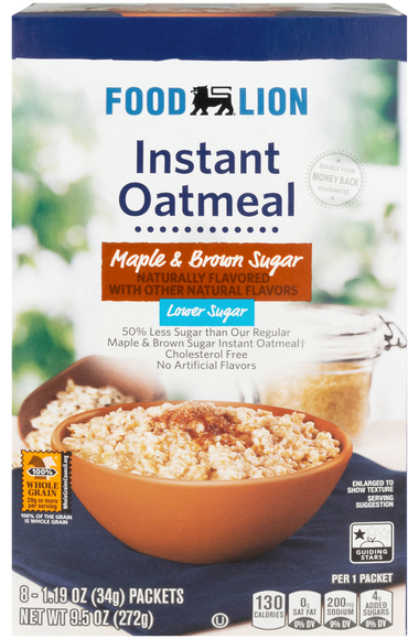Food Lion Lower Sugar Maple & Brown Sugar Instant Oatmeal Packets - 8 ct