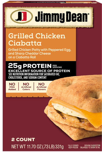 Jimmy Dean Protein Breakfast Chicken Ciabatta Sandwiches - 2 ct Frozen