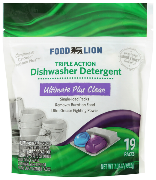 Food Lion Ultimate Clean Triple Action Dishwasher Detergent Packs - 19 ct