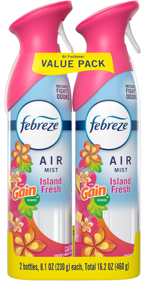 Febreze AIR Mist Gain Island Fresh Scent Freshner Trigger Spray - 2 ct