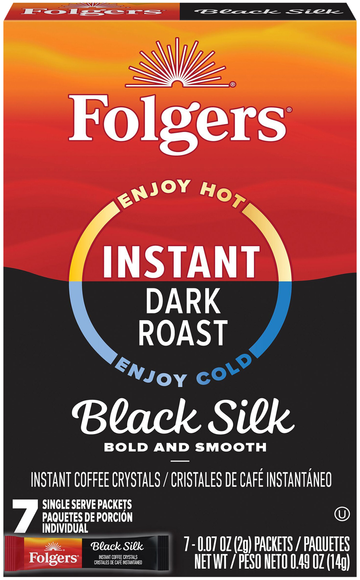 Folgers Black Silk Dark Roast Instant Coffee Crystal Packets