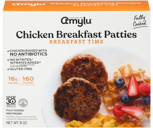 Amylu Breakfast Time Fully Cooked Chicken Breakfast Patties Frozen