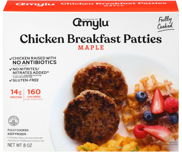 Amylu Fully Cooked Maple Chicken Breakfast Patties Frozen