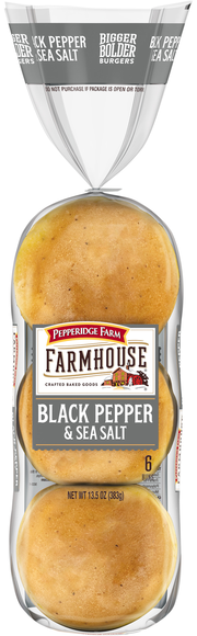 Pepperidge Farm Farmhouse Black Pepper & Sea Salt Buns - 6 ct