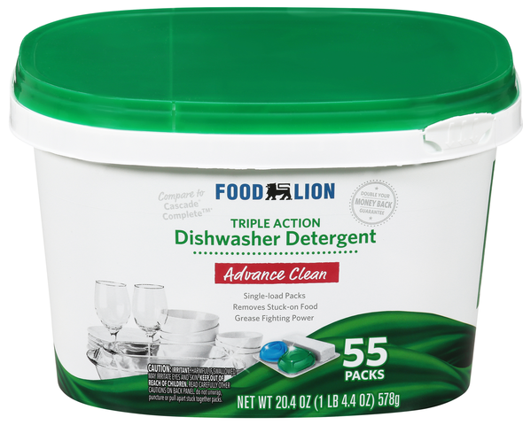 Food Lion Advance Clean Triple Action Dishwasher Detergent Packs - 55 ct