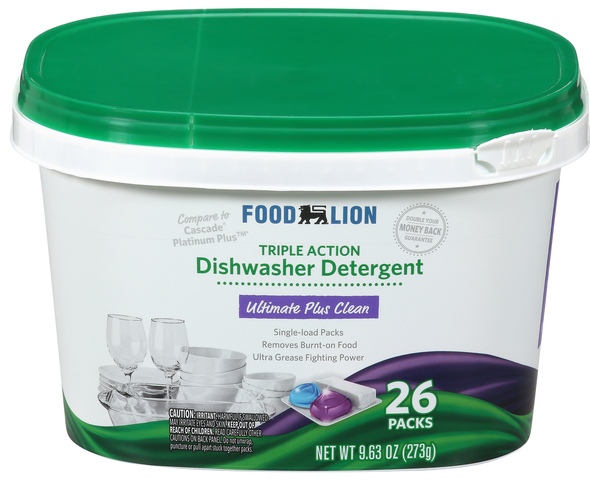 Food Lion Ultimate Plus Clean Dishwasher Detergent Packs - 26 ct