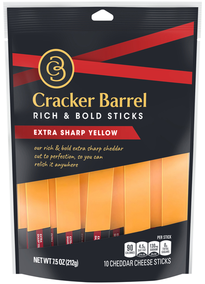 Cracker Barrel Extra Sharp Cheddar Cheese Sticks - 10 ct