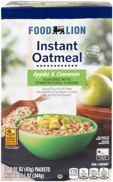 Food Lion Apples & Cinnamon Instant Oatmeal - 8 ct