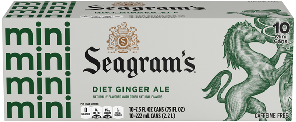 Seagram's Zero Sugar Ginger Ale - 10 pk