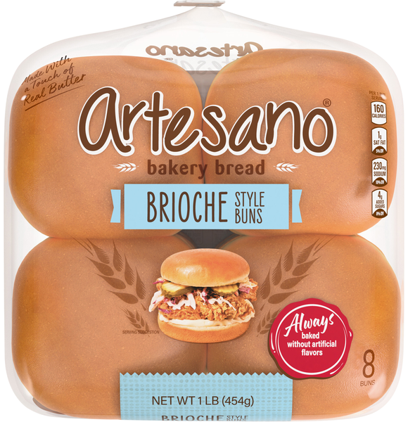 Artesano Brioche Hamburger Buns - 8 ct