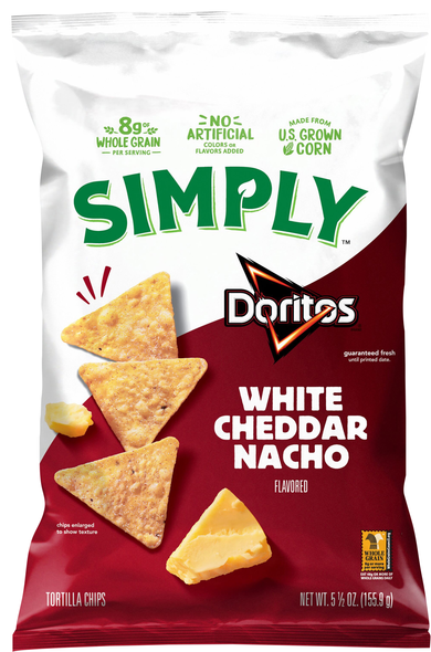 Simply Doritos White Cheddar Nacho Tortilla Chips