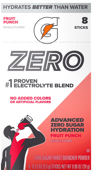 Gatorade Zero Sugar Fruit Punch Thirst Quencher Powder Sticks - 8 ct