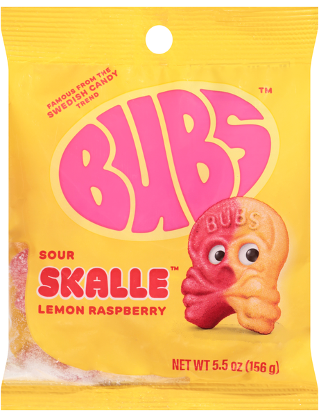 BUBS Lemon Raspberry Sour Skalle Swedish Candy