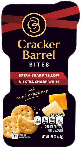 Cracker Barrel Extra Sharp Yellow & White Cheddar Bites & Mini Crackers