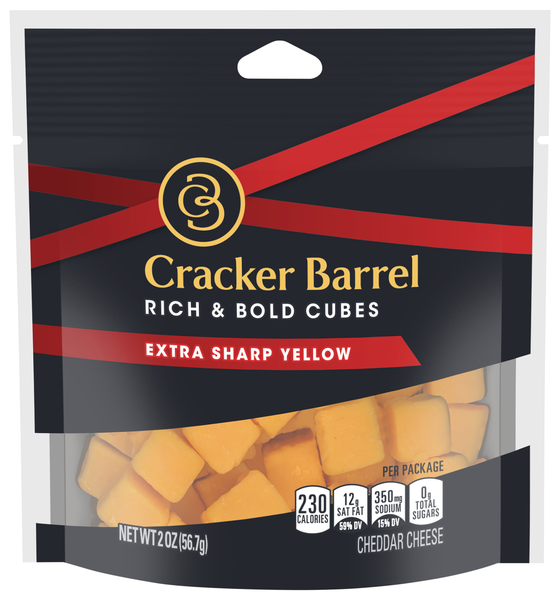 Cracker Barrel Extra Sharp Yellow Cheddar Snacking Cubes Refrigerated
