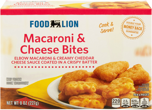 Food Lion Elbow Macaroni & Creamy Cheddar Cheese Bites Frozen