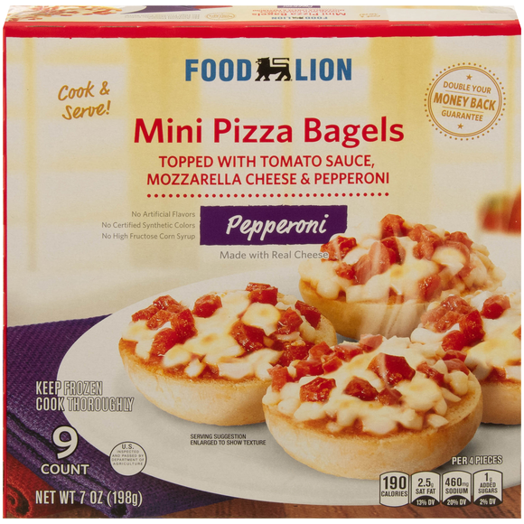 Food Lion Pepperoni Mini Pizza Bagels - 9 ct Frozen