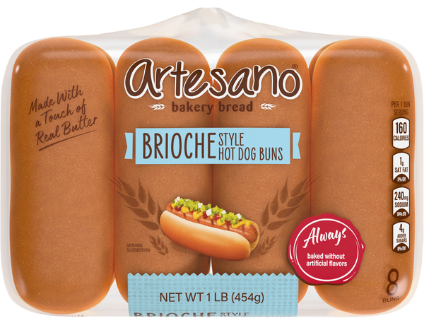 Artesano Brioche Hot Dog Buns - 8 ct