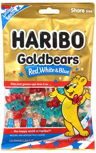Haribo Goldbears Red White & Blue Gummi Bears Candy Share Size