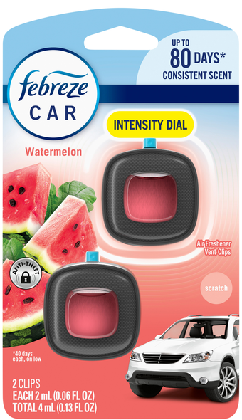 Febreze Car Watermelon Air Freshener Vent Clips - 2 ct