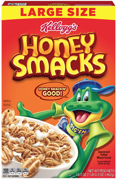 Kellogg's Honey Smacks Puffed Wheat Cereal Large Size