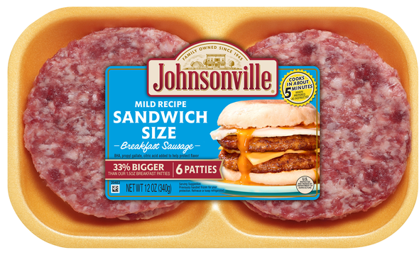 Johnsonville Mild Recipe Sandwich Size Breakfast Sausage Patties - 6 ct