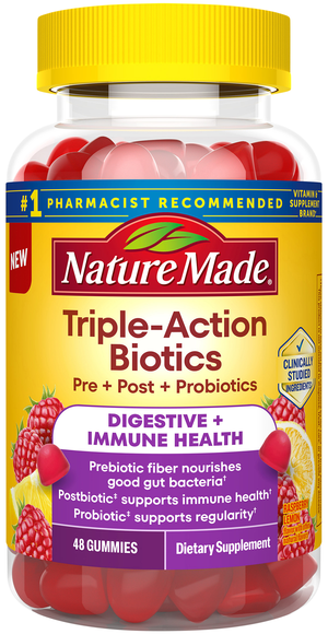 Nature Made Raspberry Flavor Triple-Action Biotics Gummies