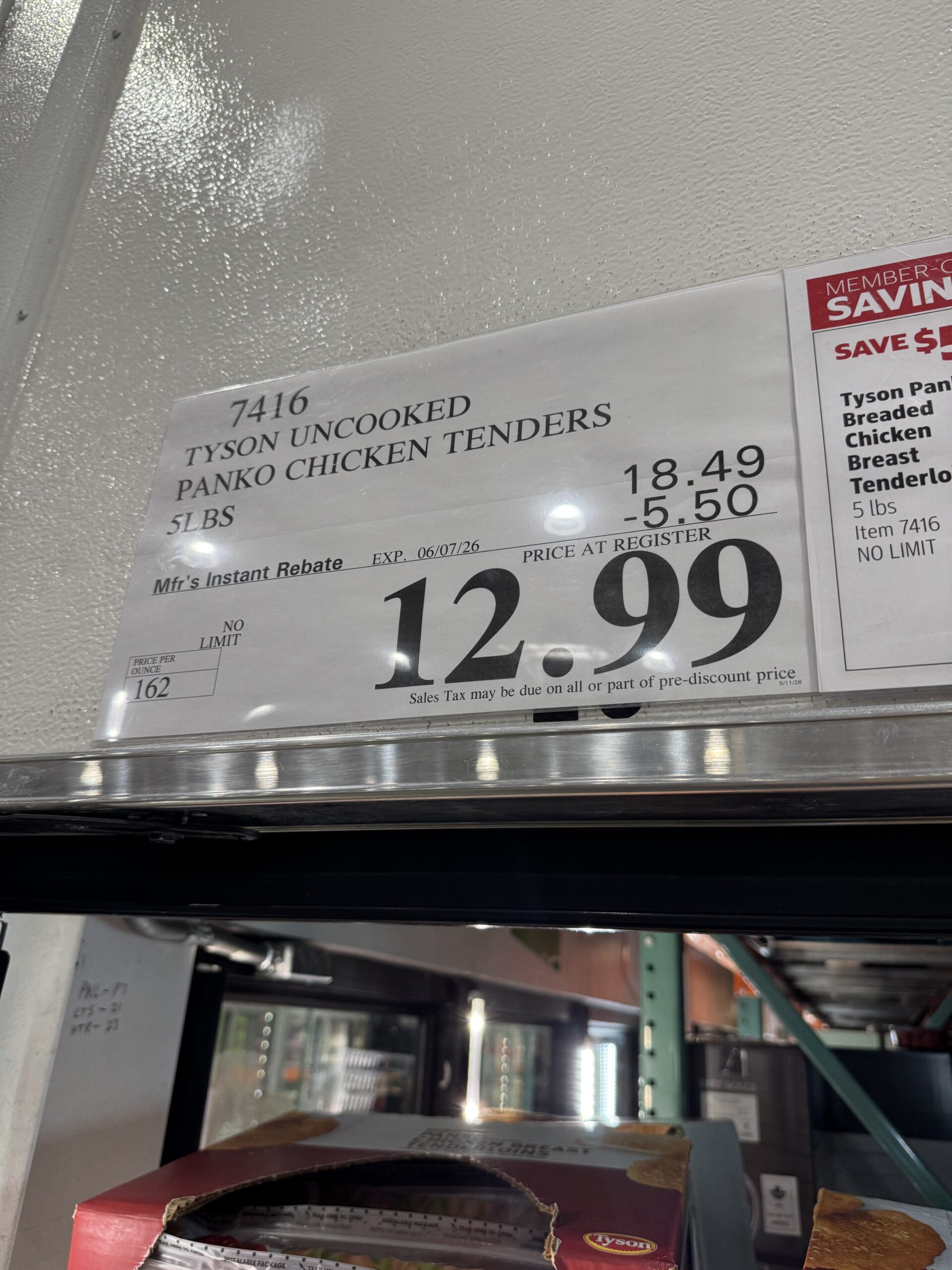 Tyson Panko Breaded Chicken Breast Tenderloins - price tag