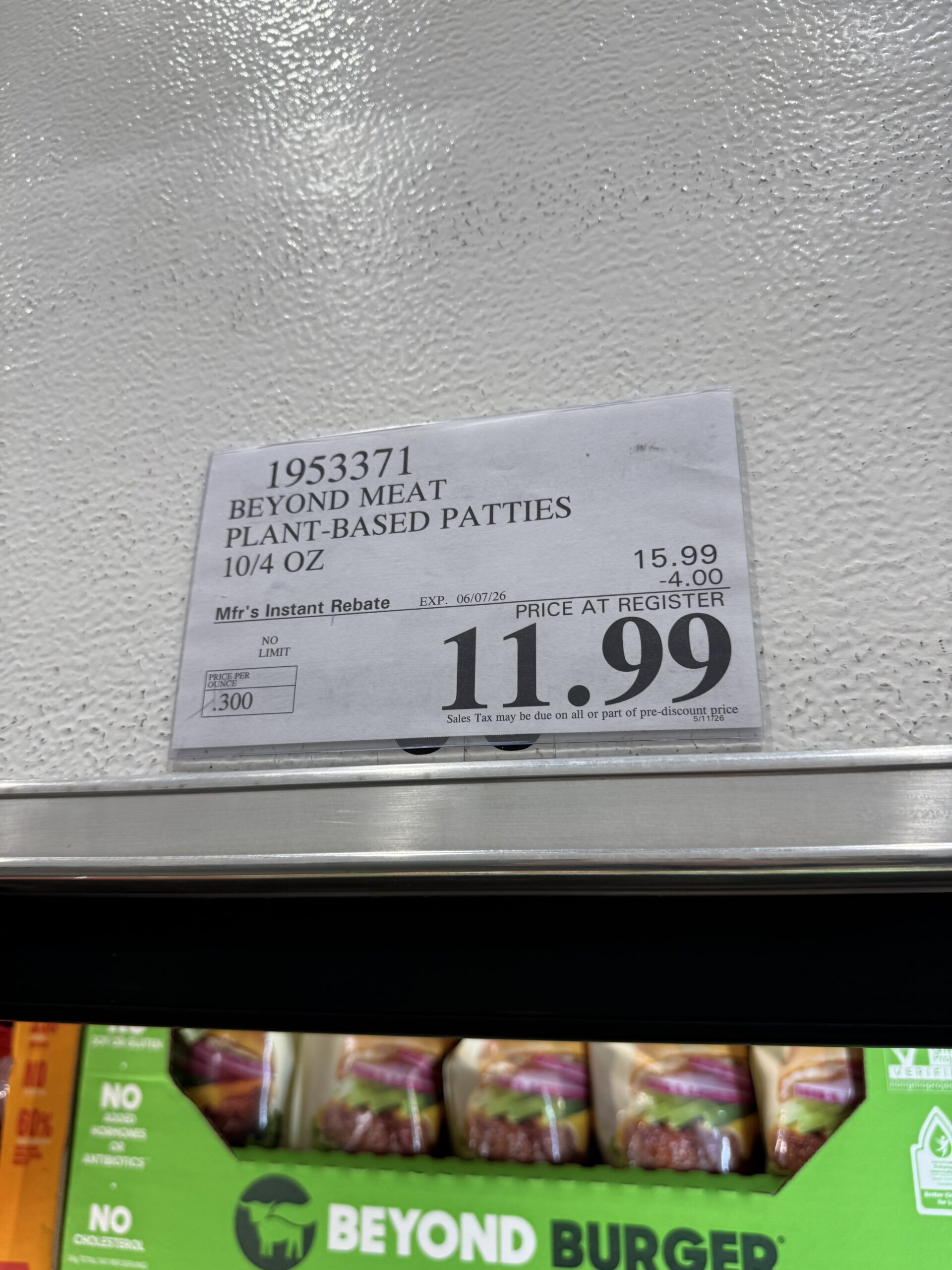 Beyond Burger Plant-Based Patties - price tag