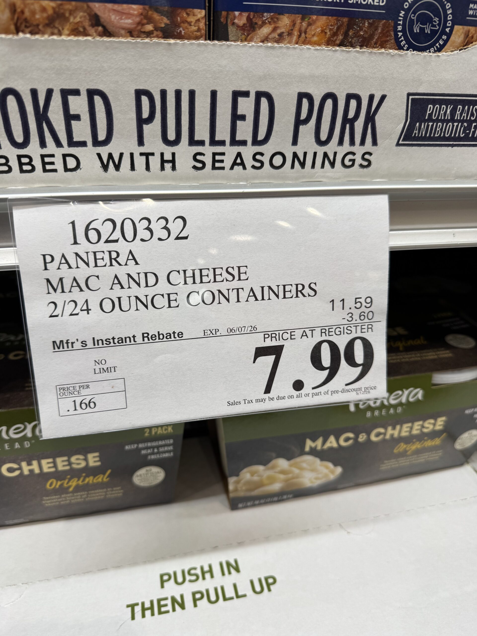 Panera Bread Mac & Cheese Original - price tag