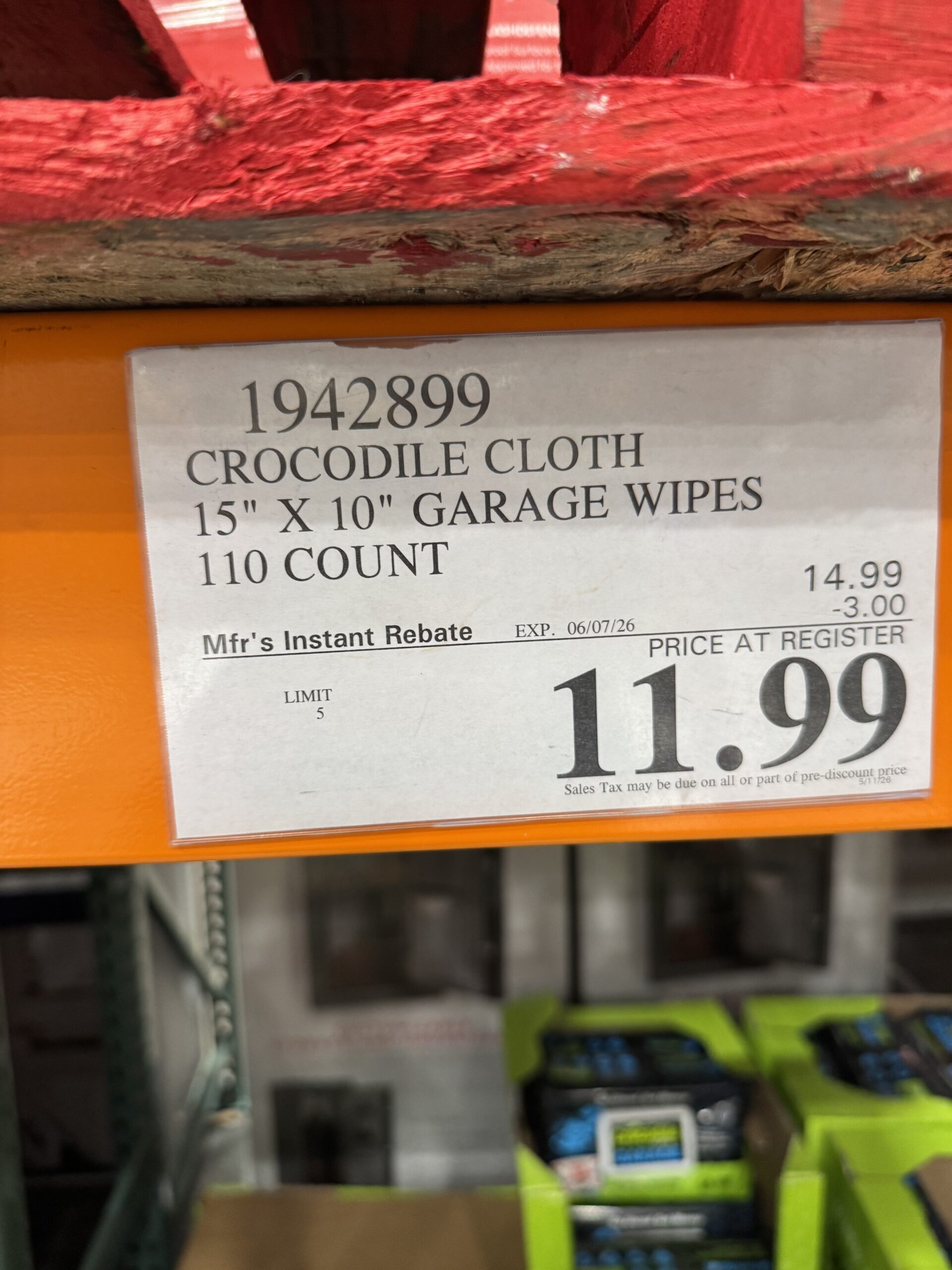 Crocodile Cloth Garage Cleaning Cloths - price tag