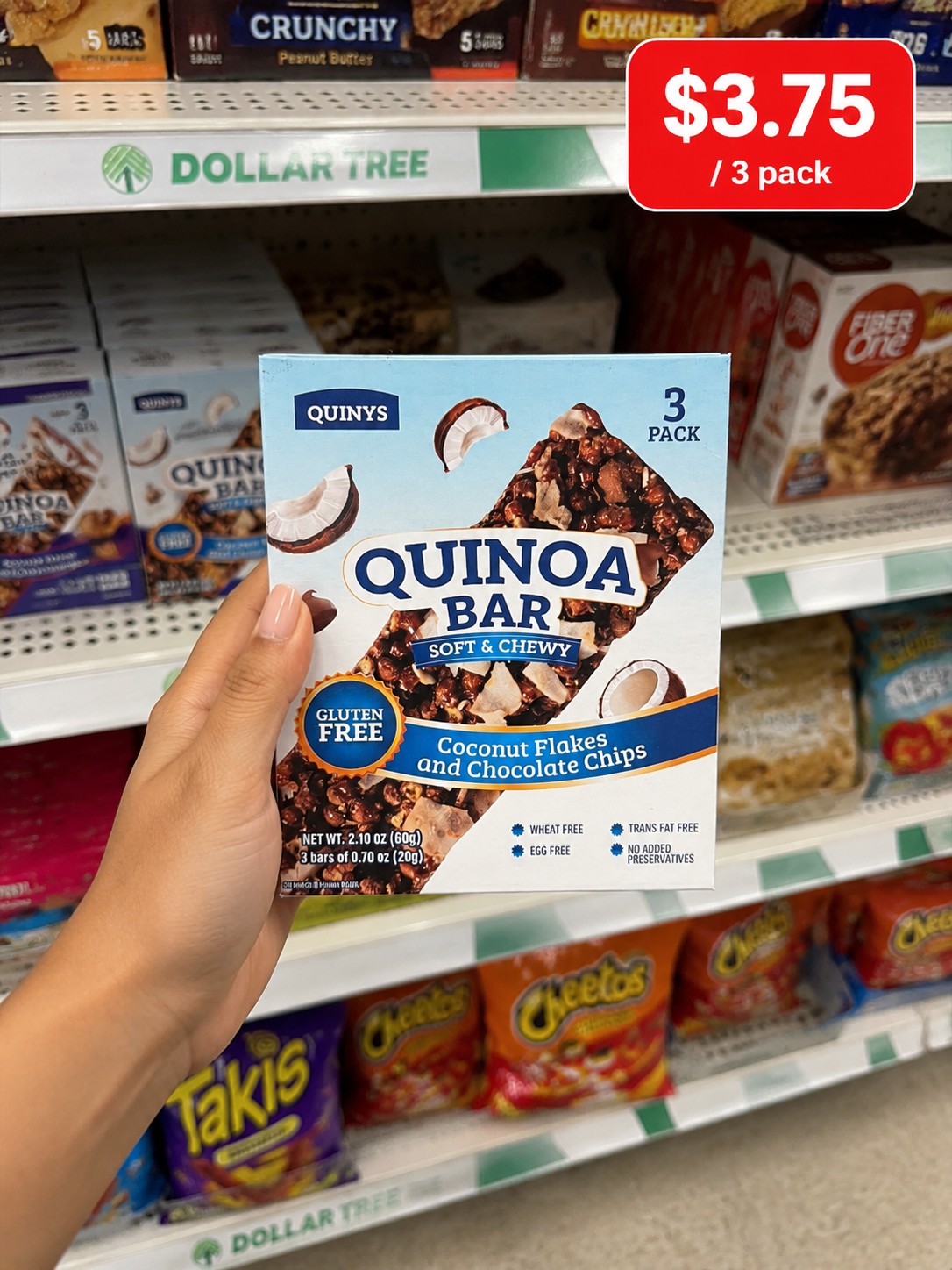 QUINYS QUINOA BAR SOFT & CHEWY Coconut Flakes and Chocolate Chips