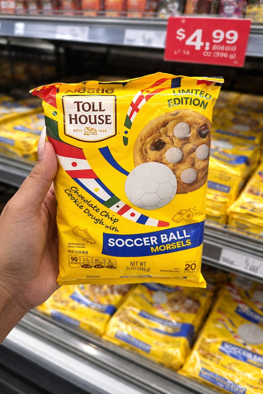 Nestle Toll House Chocolate Chip Cookie Dough with Soccer Ball Morsels Limited Edition